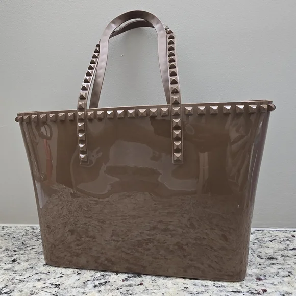 Carmen Sol Angelica Large Brown Tote Jelly Studded PVC Tote Bag. - Picture 8 of 16